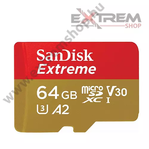Memóriakártya - Sandisk Extreme U3 V30 Micro SD - 64gb (4K videóhoz)